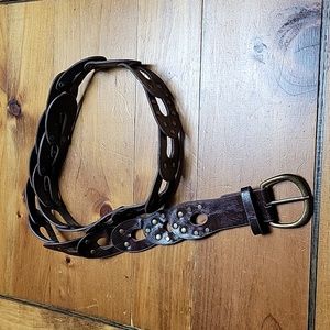 Women's Brown Faux Leather Studded Belt
